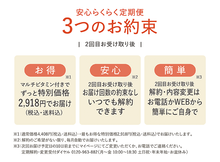 安?らくらく定期便 安?3つのお約束